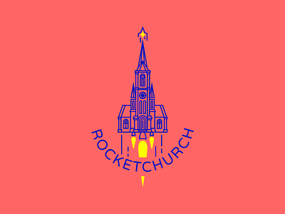 ⛪️ Rocketchurch ⛪️ Daily Logo Challenge 01 building church launch line art logo rocket strong colors