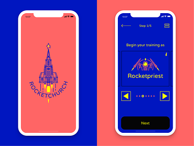 Rocketchurch screens 🚀 Daily UI Challenge 01 - Signup app building church rocket rocketpriest. signup strong colors