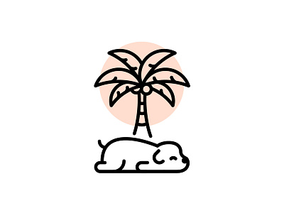 Island pup dog illustration line logo puppy