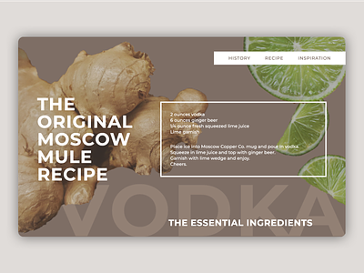 Moscow Mule / The Recipe alcohol cocktail css animation css animations design front-end ginger ginger beer interactive design interactive storytelling lime microsite moscow mule recipe responsive design smooth animation storytelling vodka web webdesign