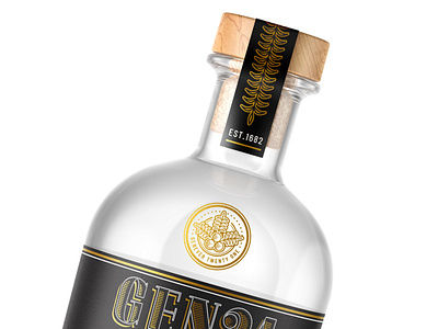 Gen21 Old Style Gin alcohol bottle branding design details genever gin gin bottle gin packaging gold foil graphic design illustration juniper package design packaging