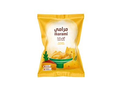 Marami - Corn Curls Package Redesign arabic cheese child corn curls egypt pack package packaging puff saudi snack swiss yellow