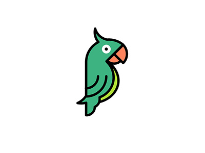 Four Dribbble bird cute green illustration minimilast parrot pink