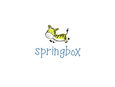 Springbox blue colorful illustration kids logo playful sketch symbol zebra