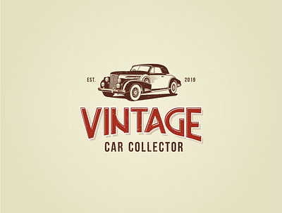 vintage car collector art automotive car classic collector illustration logo logo mark red vintage