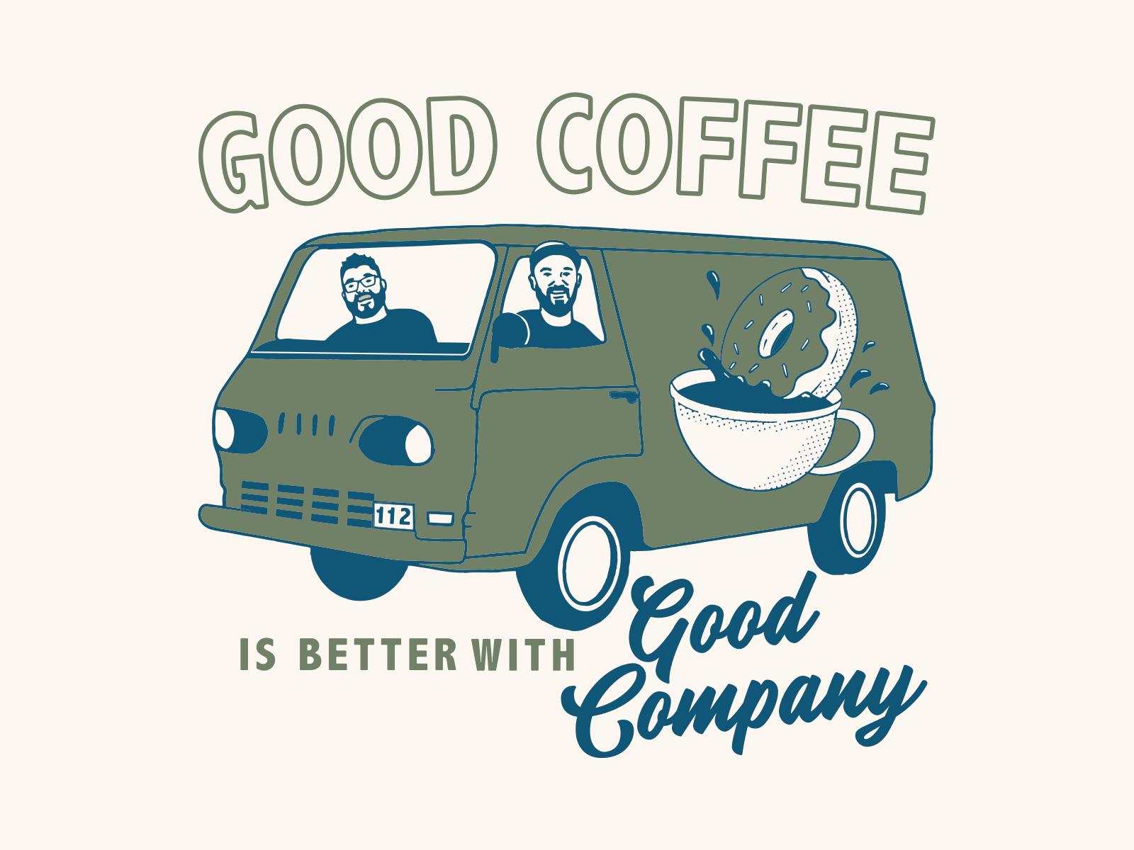 Good Coffee Shirt Design coffee donuts illustration illustrator procreate typography van