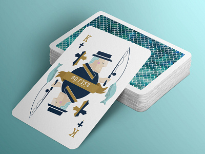 Go Fish Playing Card blue card fisher illustration illustrator king playing card