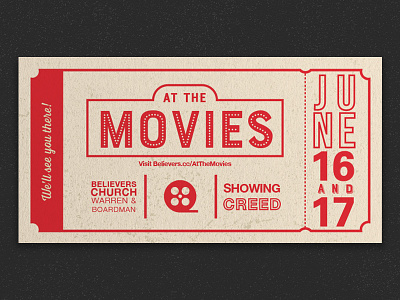 At the Movies Invite church cinema creed movies print theater theatre ticket typography