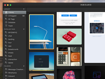 Inboard - Mac app for organizing your screenshots and photos app grid images layout library mac pinterest preview sidebar ui yosemite