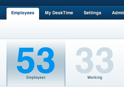 DeskTime employees view clean content header menu navigation tabs website