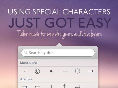 Using special characters app application design designers developers handwriting mac menubar purple software status statusbar tray web