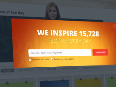 We Inspire button checkbox input modal orange overlay popup posters store subscribe tilt web website window