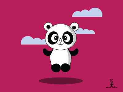 Panda animal animated character cute design funny graphic illustration