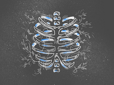Ribcage & Flowers floral flowers flowery illustration ribcage ribs skeleton thin lines