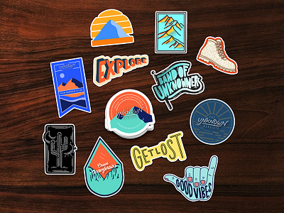 Into the Unknown Sticker Pack cactus explore for sale hang loose hiking hiking boot mountains outdoor sticker pack stickers travel unknown