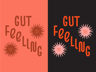 Trust your gut bold colorful design drawing graphic design gut gut feeling handdone illustration lettering orange red sun sway swirl therapy trust type typography vibes