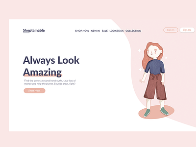 Sustainable Fashion Landing Page avatar branding character design girl illustration ilustración ilustration landing page logo teaser ui ux web