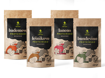 "Oleum" flour packaging design almond design flax seed flour food graphic design hazelnut packaging product pumpkin seed