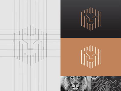 Lion - Logo Concept digital lion lion logo logo logo design logodesign logodesigner logomark mark symbol technical vector