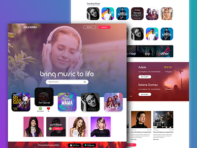 Soundoto - Music Web Design 🎶 article dribbble hello invite music sadegh eidi ui web