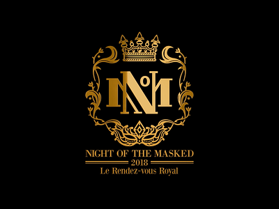 Night of the Masked Logo black crown gold letter m logo letter mark monogram monogram logo n logo yellow