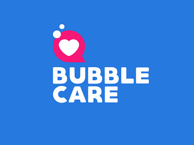 BUBBLE CARE Logo blue blue and white bubble bubbles business care heart heart logo hearts message pink service soap