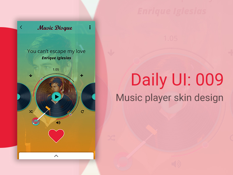 Music player skin design minimal photoshop dailyuichallenge app design self-taught designer ui ux music player ui icon design graphic design mobile app design ui inspiration ui design dailyui 009 dailyui