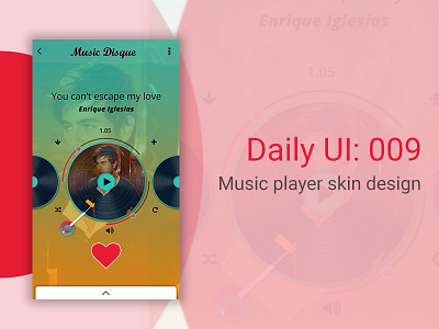 Music player skin design app design dailyui dailyui 009 dailyuichallenge design designer graphic design icon minimal mobile app design music player ui photoshop self taught ui ux ui design ui inspiration