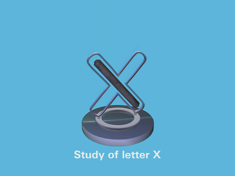 Transparent 3d X letter animation
