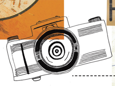 Collage camera collage drawing magazine orange pencil photography