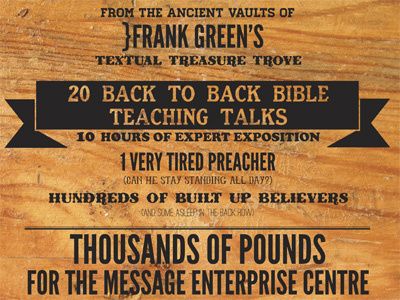 Bible banner black fonts fundraising homestead league gothis multiply plank poster ribbon type typography wood