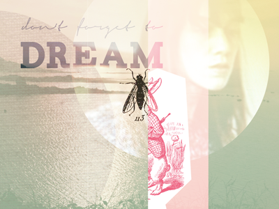 don't forget to dream alice in wonderland carton circle collage dream dusty fly forget guernsey locust multiply pastel pink rabbit science of sleep sea water