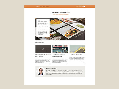 Alistair Metcalfe blog blog grid minimal orange portfolio website wordpress