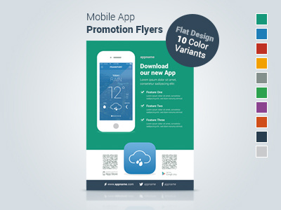 Mobile App Promotion Flyers – Flat Design