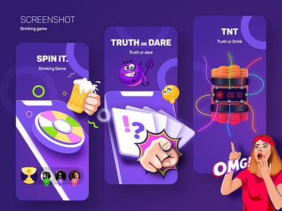 Screenshots Drinking game app app design game design game mobile screenshots ui ux ui