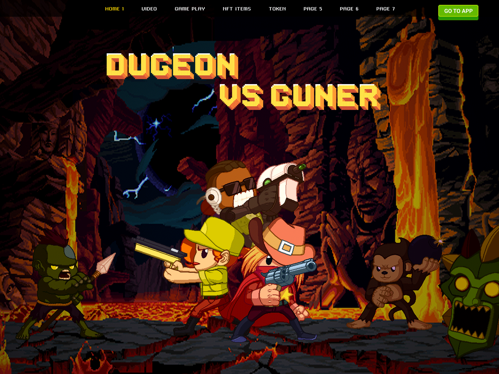 Pixel game website 8bit dungeon vs gunner pixel webgame