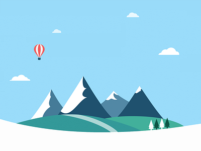 Site Header hot air ballon illustraion mountains nature site