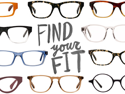 Find Your Fit custom typography glasses hand-drawn ink script type typography