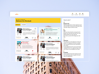 Voting page - Coloc Housing design real estate rental app ui ui design ux vote web web app web design
