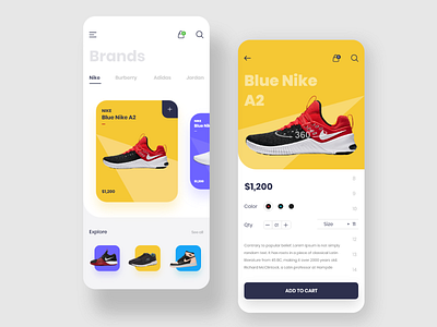 Online shoes shopping app UI design