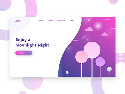 Website homepage Ui Design | Moonlight Night Concept flat hompage illustration landing page ux ui design web design