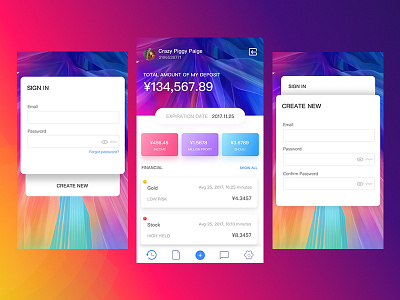 Financial Investment Application app ui