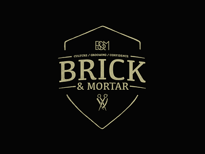 Brick & Mortar barbers barbershop graphicdesign labels logos pomade shield vintage