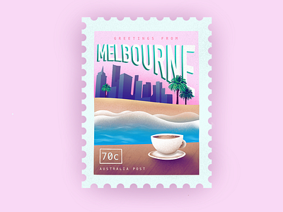 Greetings from Melb design illustration post stamp procreate procreate brushes vintage