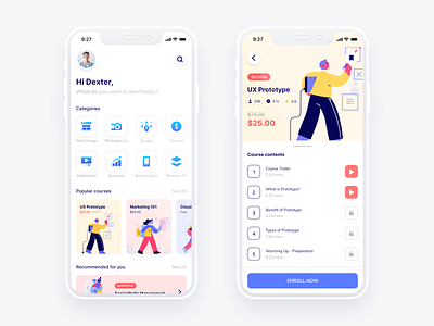 #Exploration - Online Course App apps design e learning education figma icon illustration ios light mobile app design online course ui ui design ux
