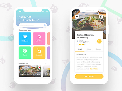 Restaurant UI Design adobe xd app design clean icon design mobile app ui design user interface