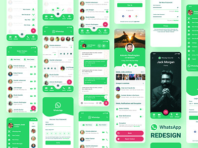 WhatsApp Application Redesign android app app design challenge concept dailyui design designer inspiration interface ios mockup product redesign trends ui user experience userinterface uxui whatsapp