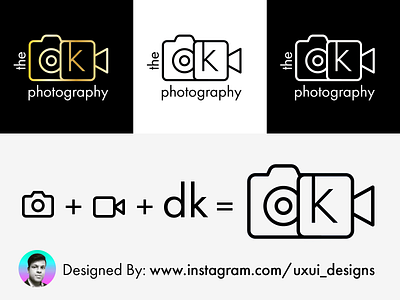 THE DK PHOTOGRAPHY LOGO DESIGN branding concept flat logo minimal photographer photography photography logo photography website vector