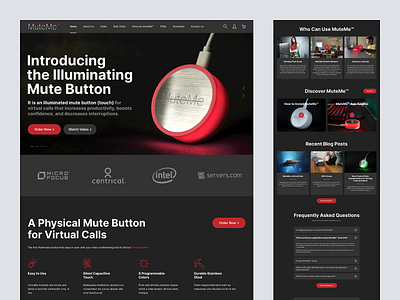 MuteMe™ Illuminating Mute Button Landing Page Design agency button concept corporate design ecommerce illuminating interface magento mock up mockup modern mute online shop online store redesign shopify ui ux website