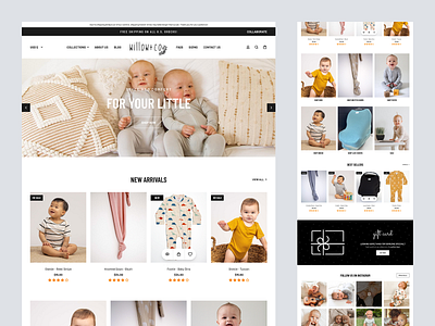 Willow+Co Baby Clothing Landing Page Design apparel clothing concept creative design ecommerce interface magento minimal mockup modern online shop online store redesign shop shopify ui ux webdesign website